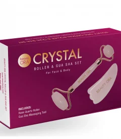 Beauty ORA Crystal Roller and Gua Sha Set for Face and Body - Rose Quartz