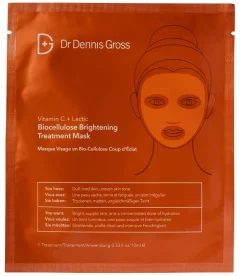 Dr Dennis Gross Skincare Vitamin C Lactic Biocellulose Brightening Treatment Mask - 4 Applications 0.35 oz