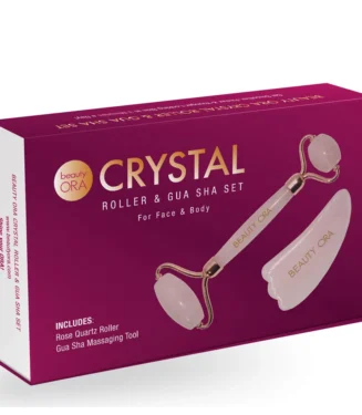Beauty ORA Crystal Roller and Gua Sha Set for Face and Body - Rose Quartz
