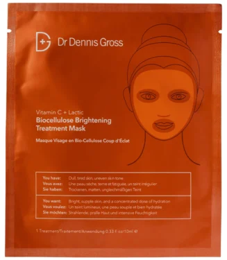 Dr Dennis Gross Skincare Vitamin C Lactic Biocellulose Brightening Treatment Mask - 4 Applications 0.35 oz