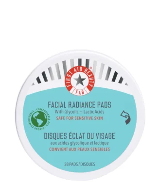First Aid Beauty Facial Radiance Pads with Glycolic + Lactic Acids - Exfoliating Pads with AHA Travel Size